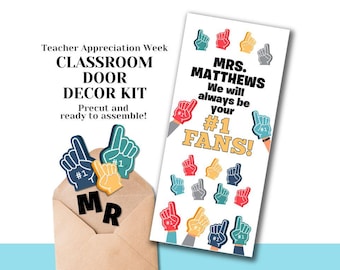 Number One Fan Teacher Appreciation Door Decorating Kit - DIY Cheerleader (Precut)