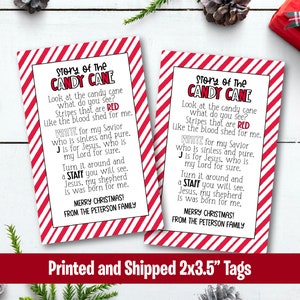 Printed Candy Cane Story Tag, Religious Gift, 2022, Cute Festive Easy Neighbor Family Cheap Christian Christmas Present Idea Ideas