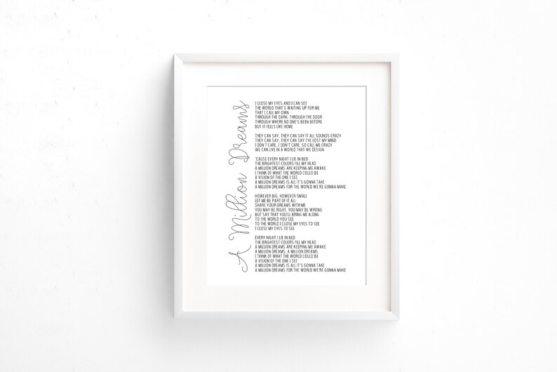 Printable Art the Greatest Showman Quote A MILLION DREAMS - Etsy