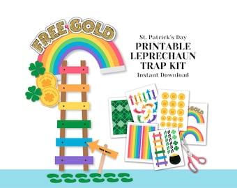 Printable Leprechaun Trap Build Kit - St. Patrick's Day - Fun Kids Project DIY, Rainbow, Shamrock, March, Instant Download