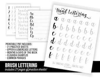Brush Script Lettering Practice: Easy Calligraphy Alphabet (PDF