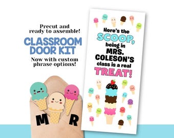 Ice Cream Classroom Door Decor Kit – Teacher Appreciation or Back to School Treat Design (Precut)
