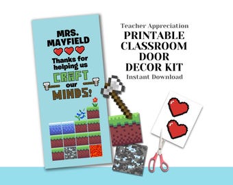 Pixelated Teacher Appreciation Door Decor Kit: videogamethema (digitale download)
