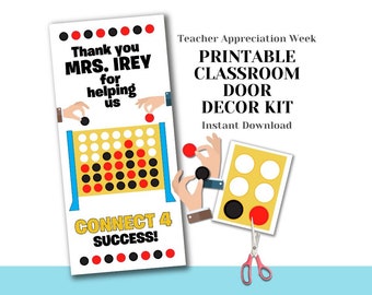 Printable Teacher Appreciation Door Decorating Kit - Board Game Connect Four - Teacher DIY Easy Last Minute Unique Creative School Class