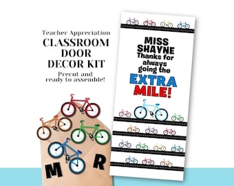 Extra Mile Teacher Appreciation Door Decor Kit – Biking Race Theme, Precut