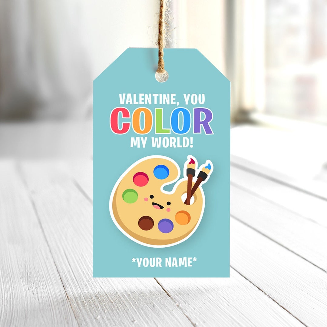 Editable Printable Valentine Color Tag, Card, Handout, Paint, Gift ...