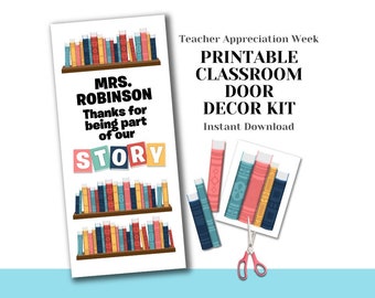 Printable Teacher Appreciation Door Decor Kit: Library Books (PDF Download)