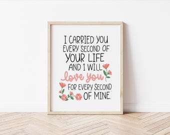 Sympathy Art Print – I Carried You Quote, Baby Loss Remembrance