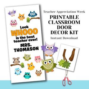 Printable Owl Teacher Appreciation Door Decor Kit (Digital Download)