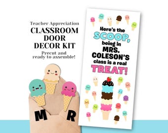 Ice Cream Classroom Door Decor Kit – Teacher Appreciation Treat Design (Precut)