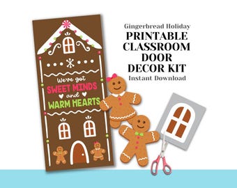 Feestdeurdecoratieset: peperkoekhuisthema (digitale download)