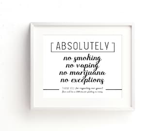 No Smoking/Vaping Sign: AirBNB/Home Printable Decor (Digital Download)