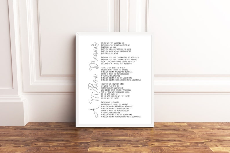 Printable Art the Greatest Showman Quote A MILLION DREAMS - Etsy