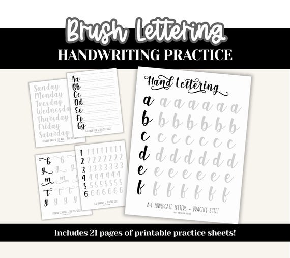 Brush Script Lettering Practice: Easy Calligraphy Alphabet (PDF