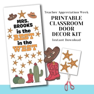 Printable Teacher Appreciation Door Decorating Kit - Best in the West - DIY Easy Last Minute Unique Classroom Decor School Class - Cowboy