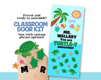 Turtle Classroom Door Decor Kit – Precut Sea Turtle Theme (Digital Download) - Teacher Appreciation or Back to School