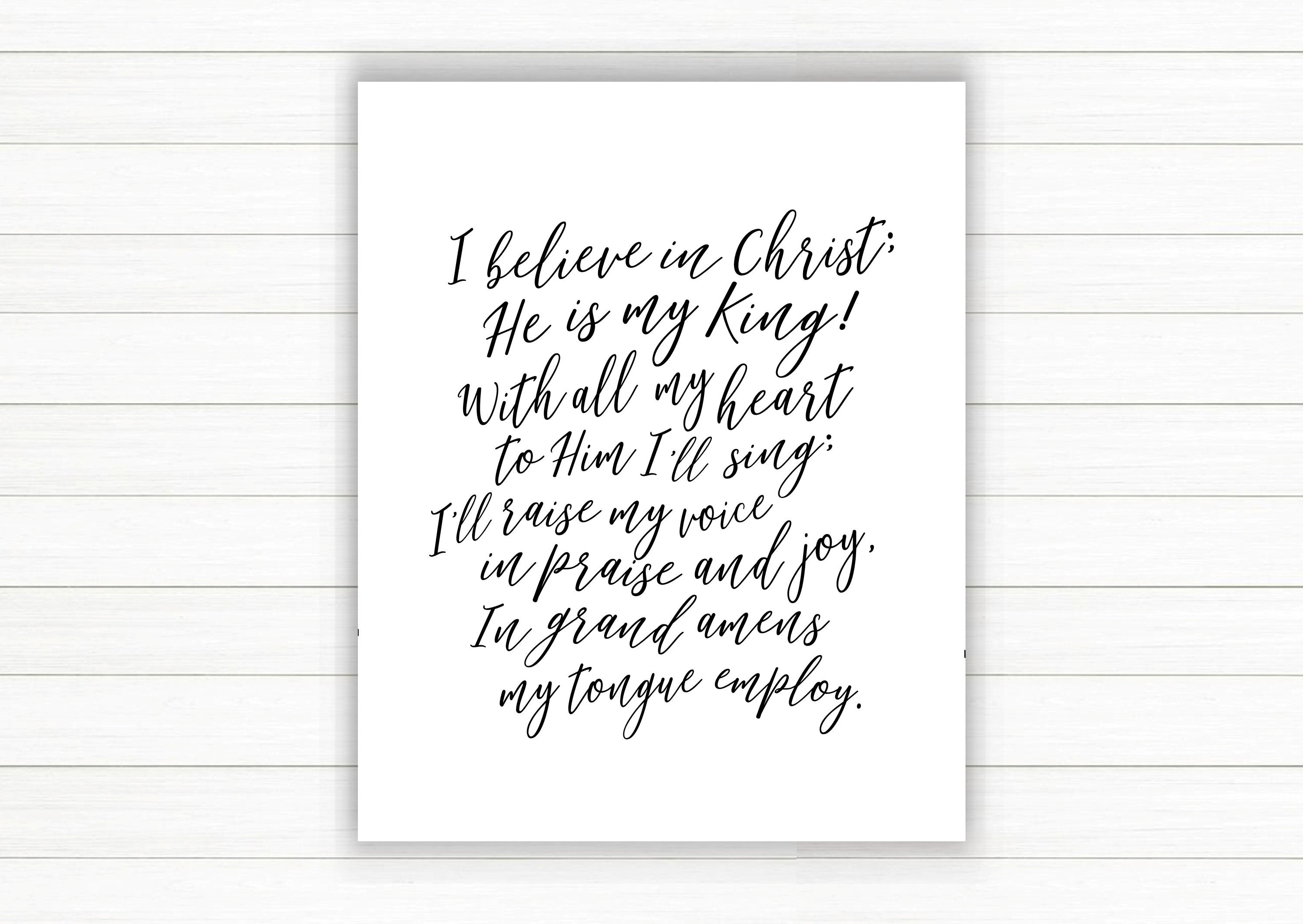 Printable Art I BELIEVE IN CHRIST Hymn Lyrics Easter Decor | Etsy