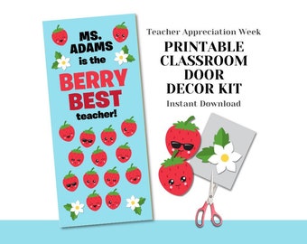Printable Teacher Appreciation Door Decor Kit: Berry Theme (Digital Download)