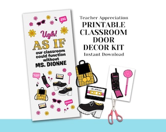 Afdrukbare Clueless deurdecoratiekit: filmthema uit de jaren 90: Teacher Appreciation Week