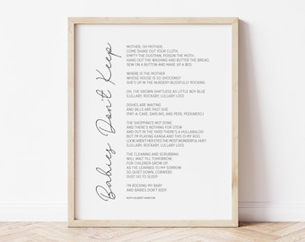 Babies Don't Keep Poem Print: New Baby Nursery Decor (Digital Download)