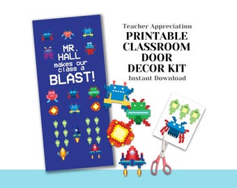 Leraar waardering deurdecoratiekit videogame – Afdrukbaar klaslokaal (digitale download)