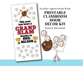Printable Teacher Appreciation Door Decorating Kit - Grand Slam DIY Easy Last Minute Unique Classroom Decor School Class - Baseball