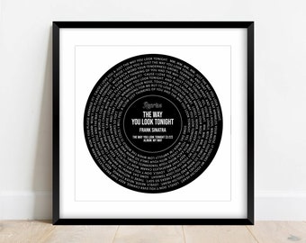 Printable Frank Sinatra, The Way You Look Tonight Art Record Lyrics -  Wedding Song, Our Song, Pop Music, Valentine's Day Gift