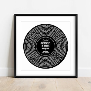 Printable Beatles, In My Life Art Record Lyrics, Wedding Song, Our Song, Pop Music, Typography, Valentine's Day Gift