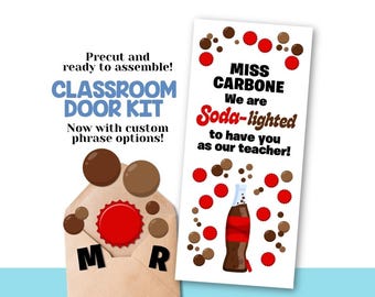 Soda-lighted Classroom Door Decor Kit – Cola Theme, Precut - Teacher Appreciation or Back to School