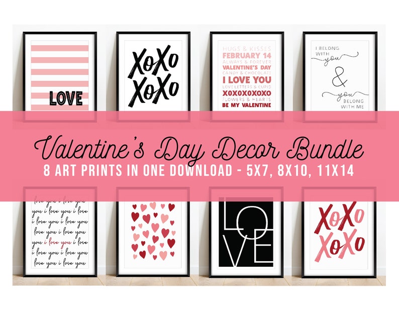 Printable Art Bundle Valentine's Day Wall Art Digital Etsy