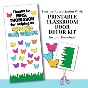 Butterfly Teacher Appreciation Door Decor Kit: Printable Classroom Decor (PDF)