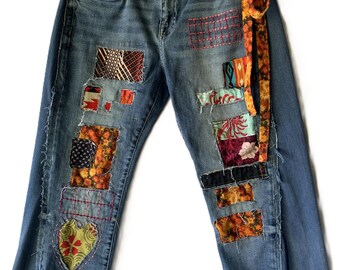 Patchwork Denim Jeans (Forest Collective #104)