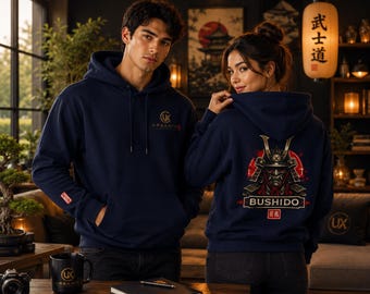 Bushido Samurai Hoodie Japanese Warrior Streetwear Pullover Gift for Anime and Martial Arts Fans by Urbanix