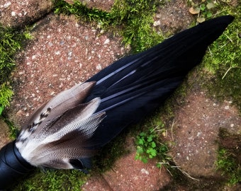 Smudge Fan. Owl Crow Raven. Smudge Feather. Feather. Crow Owl Feather Fan. Black. Raven Fan. Crow Fan. Feather for Smudge. Native American