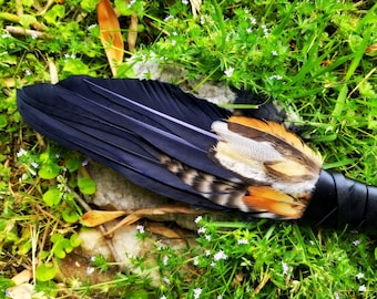 SPRING SALE Smudge Fan. Owl Crow Raven. Smudge Feather. Feather. Crow Owl Feather Fan. Black. Raven Fan. Crow Fan. Feather for Smudge.