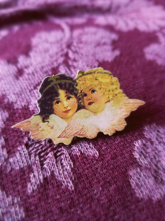 Mother's Day Angel Victorian Graphic Cherub Pin. … - image 2
