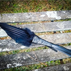 NEW YEAR SALE! Small Crow Smudge Fan. 12-14&quot; Crow Smudge Feather. Raven. Crow. Feather. Crow Feather Fan. Black. Raven Crow Feather Smudge.