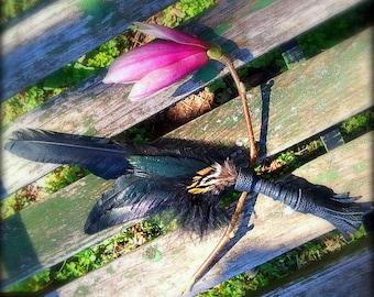 Smudge Fan. Smudge Feather. Raven. Crow. Feather. Crow Feather Fan. Black. Raven Fan. Crow Fan. Feather for Smudge. Native. Gifts Under 50