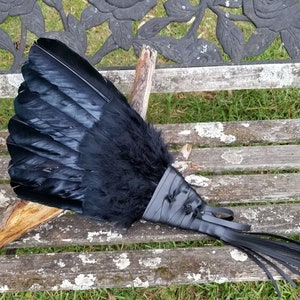 20 Feather Extra Large Owl Raven Crow Smudge Fan. Smudge Feather. Raven. Feather. Crow Feather Fan Black Raven Fan Crow Fan Feather Smudge image 3