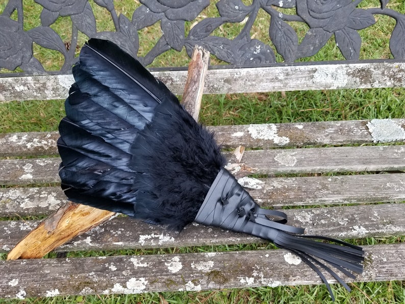 20 Feather Extra Large Owl Raven Crow Smudge Fan. Smudge Feather. Raven. Feather. Crow Feather Fan Black Raven Fan Crow Fan Feather Smudge image 3