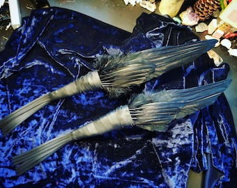 Smudge Fan. PAIR of Two. Smudge Feather. Raven. Crow. Feather. Crow Feather Fan. Black. Raven Fan. Crow Fan. Feather for Smudge. Native.