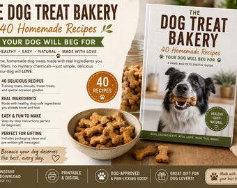 40 Homemade Dog Treat Recipes eBook | Healthy DIY Treat Cookbook| Digital PDF