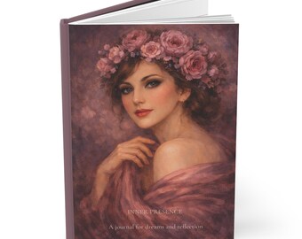 Journal de présence intérieure | Cahier à couverture rigide floral | Journal rose cendrée | Journal de l'atmosphère | Journal des beaux-arts | Journal floral romantique