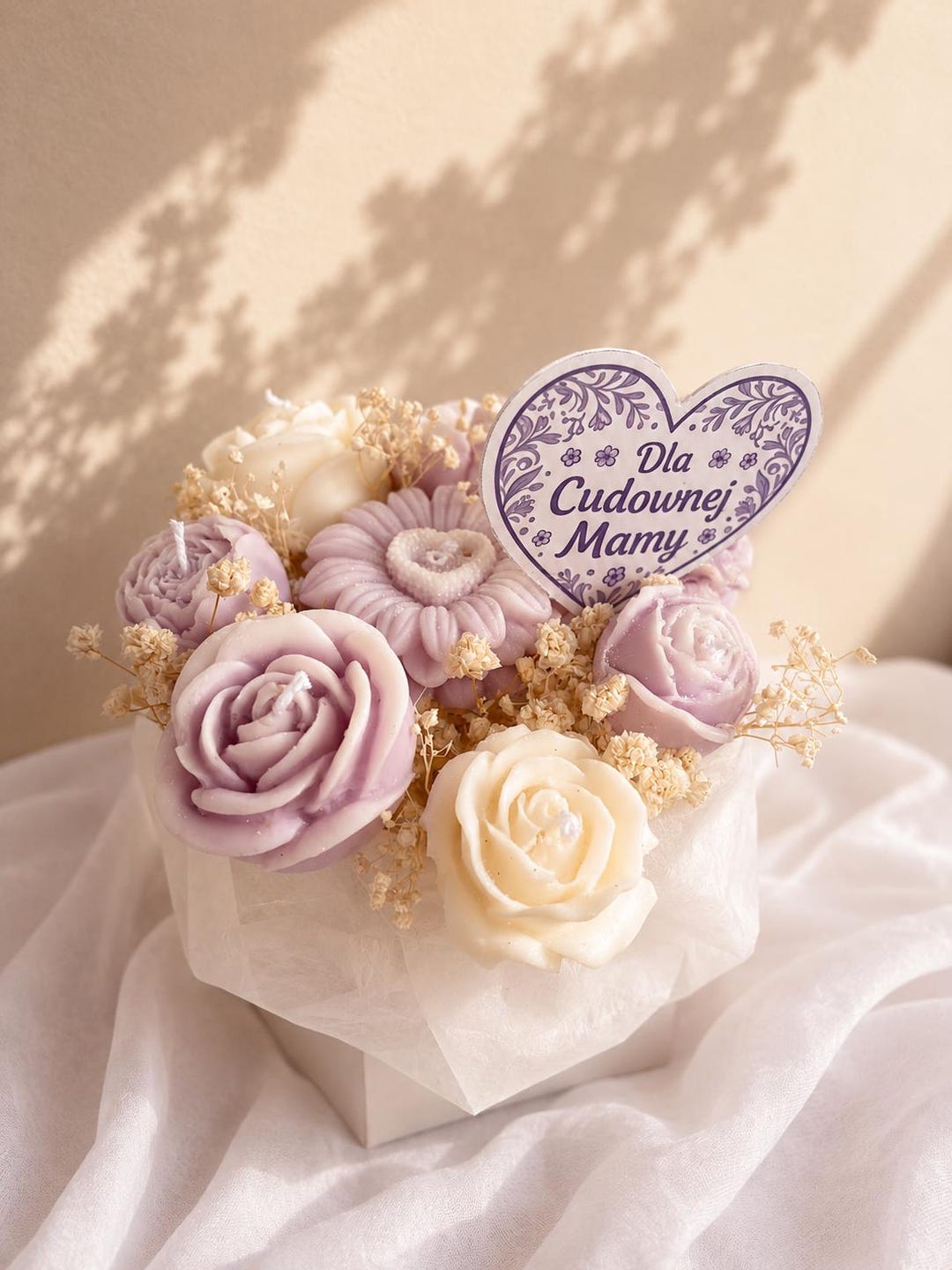 Soy Wax Flower Bouquet for Mom Gift Box – Handmade Floral Candles ...
