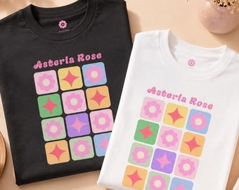 Asteria Rose Matcha Tee | Stars and Flowers Tee | Vintage Aesthetic TShirt | Soft Tokyo Streetwear | Gift for Her | Heavyweight Cotton Tee