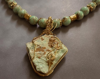 Raw Chrysoprase Crystal Necklace | Green Stone Necklace For Joy & Abundance | Witchy Boho Jewellery | Handmade Gemstone Jewellery Australia