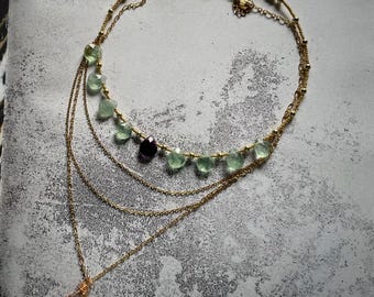 Fluorit & Amethyst Draht gewickelt Edelstein Set.