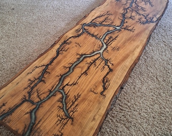 Handmade  | Live Edge Wood Bar Top | Epoxy Lightning Burn Countertop – Epoxy  | Resin