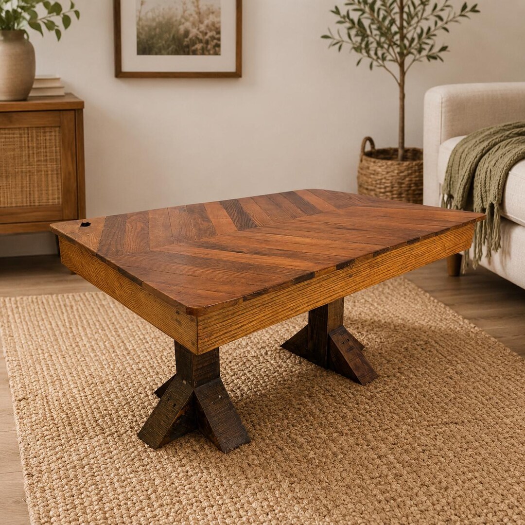 Handmade Oak | Herringbone Coffee Table | Rustic Farmhouse | Living ...