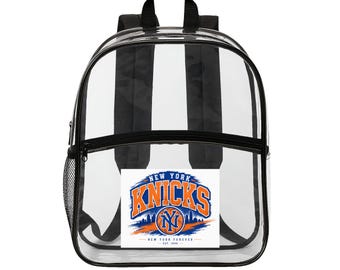 Knicks-Inspired Clear Backpack | Stadium Approved Transparent Bag for School & Festivals | Adjustable Straps